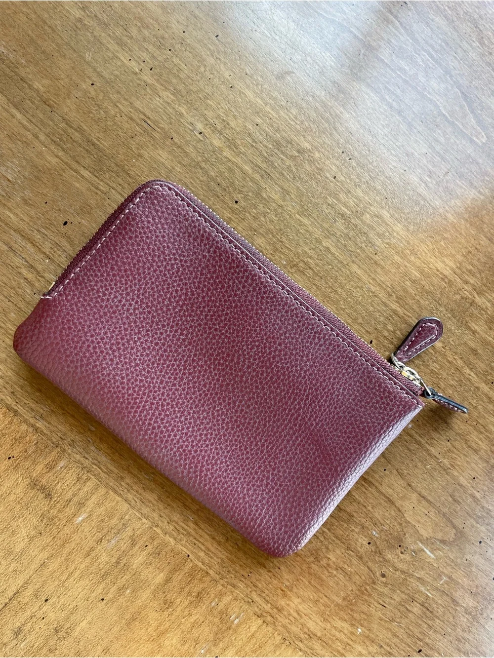 Coach Double Corner Zip Wristlet Burgundy Pebble Leather F87590 (No Strap)